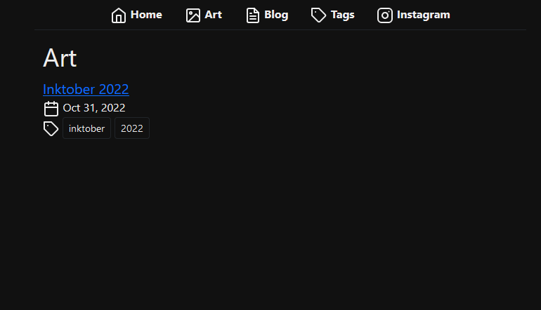 Screenshot of Old Art Page